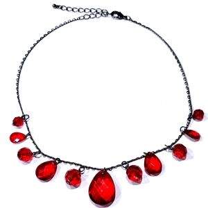 Red Drop Beaded Necklace Fashion Jewelry
